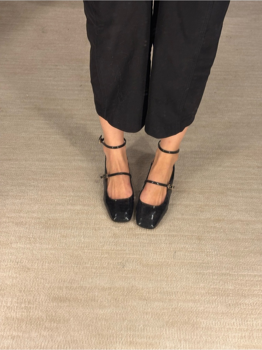 zara Patent Leather Ankle-Strap Block Heel Pumps - Black - Picture 2 of 4